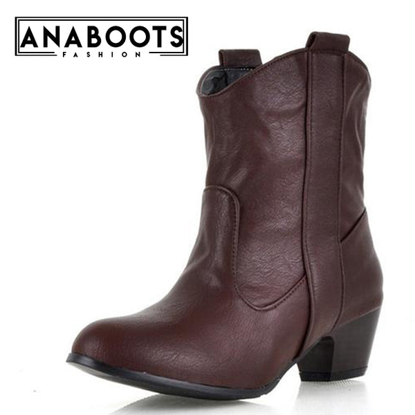 Slip on western winter ankle Boots