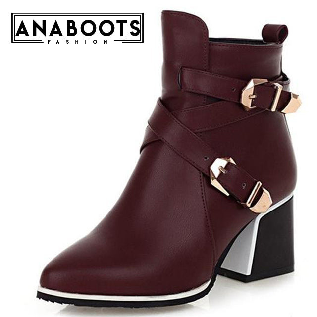 Buckles Ankle High Heels Western Boots