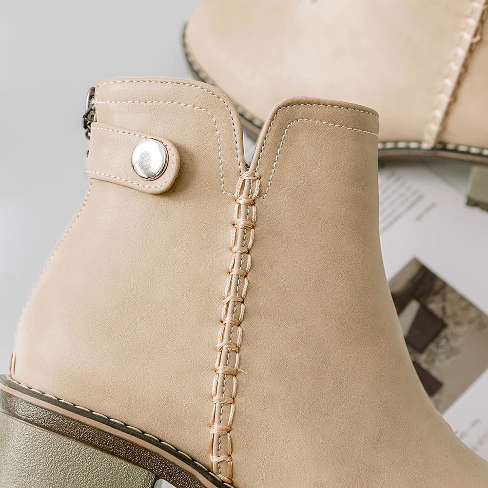 Zip Up Heels Ankle Winter Boots