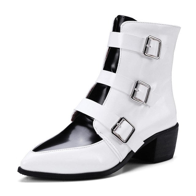 Square Heels Ankle Boots Western Boots Woman