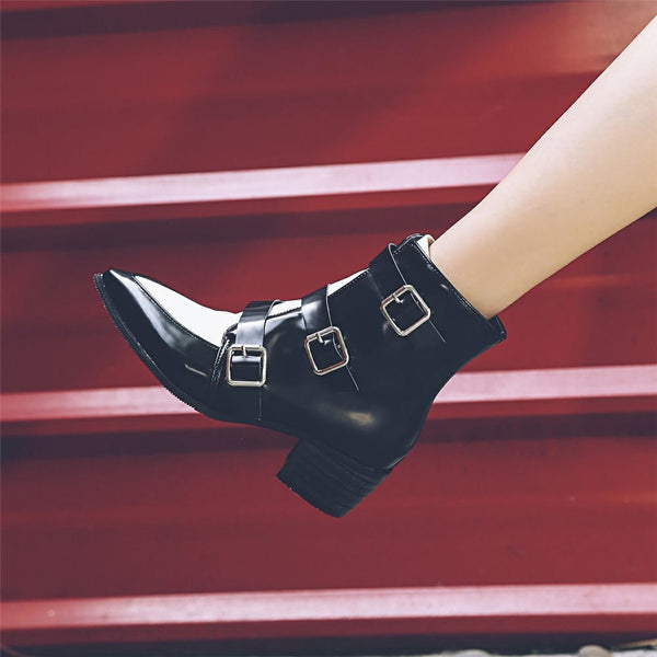 Square Heels Ankle Boots Western Boots Woman