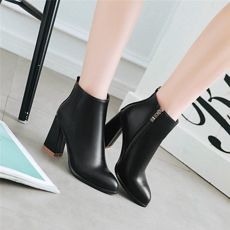 Hoof High Heels Ankle Boots