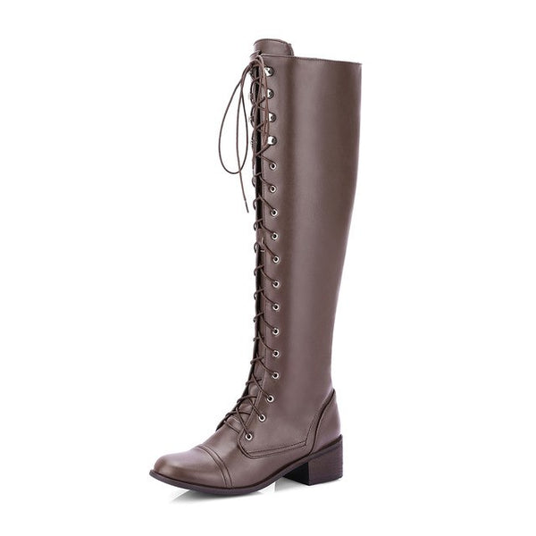 Riding Fashion PU Leather Knee Boots Woman
