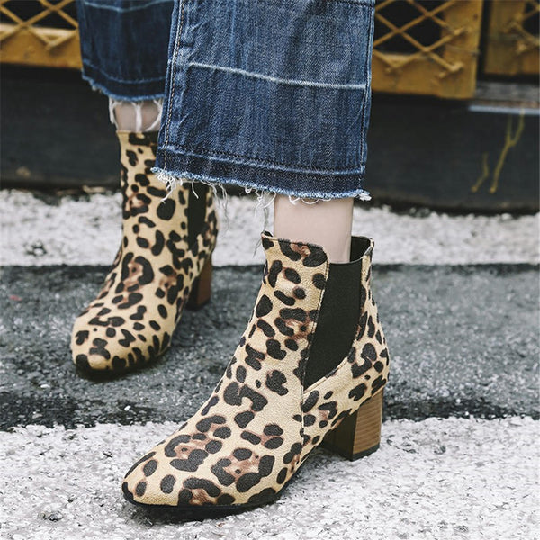 Slip On Ankle Print Winter Chelsea Boots Woman