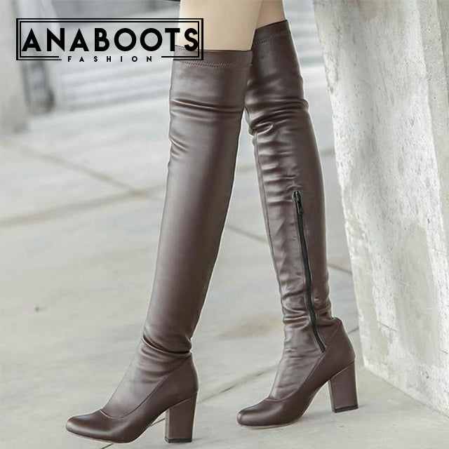 Square High Heels Over The Knee Boots