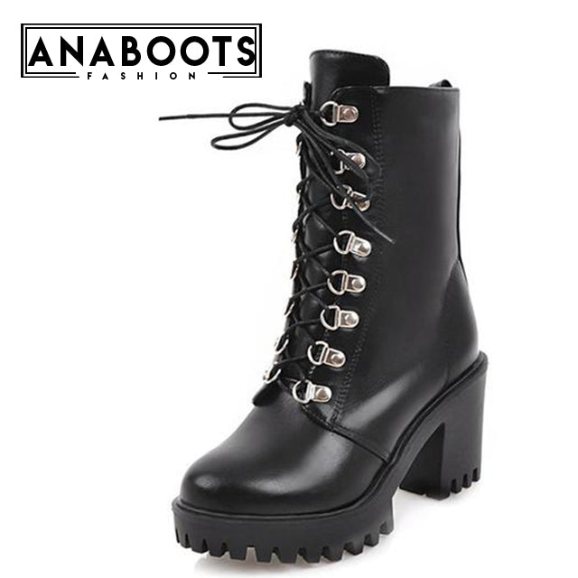 Square High Heels mid-calf Boots Winter