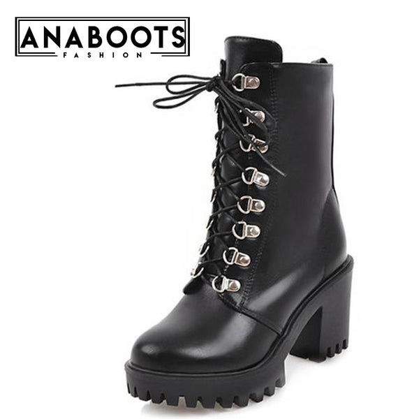 Square High Heels mid-calf Boots Winter