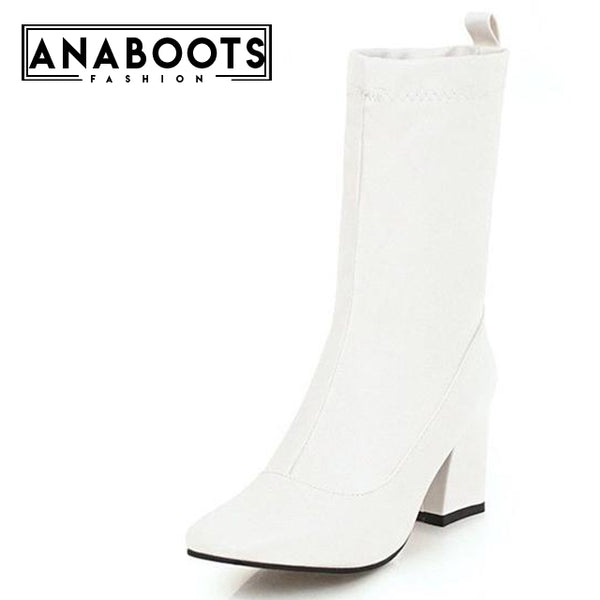 Slip On Add Fur Warm plush high Heels Boots