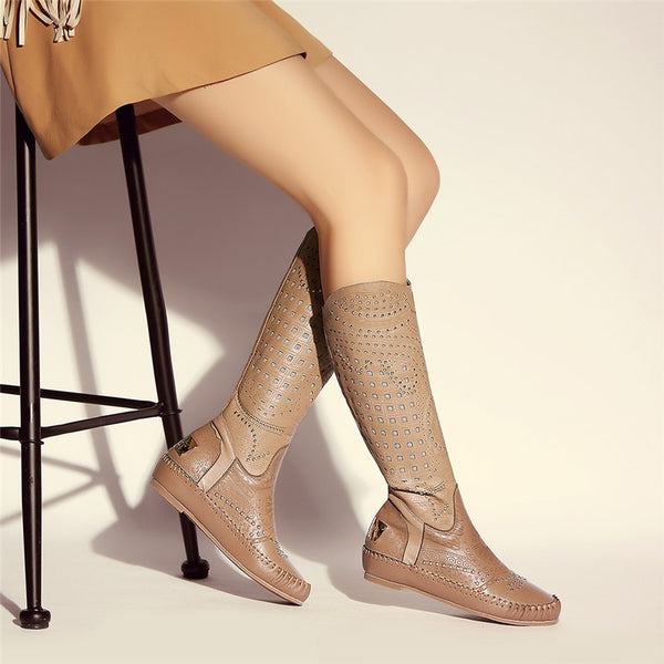 Quality Brand Genuine Leather Knee-high Boots