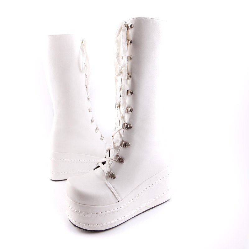 Wedge high heels knee-high boots