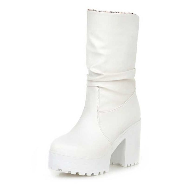 Square High Heel Addable Keep Winter Boots