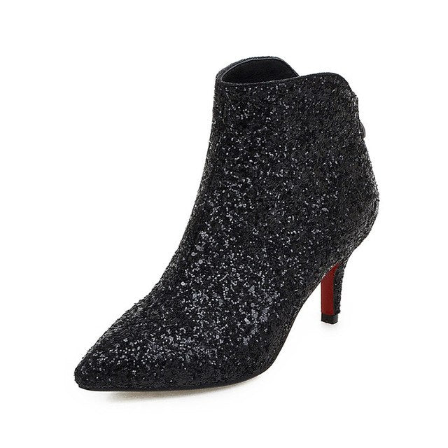 High Heels Ankle Boots Pointed Toe