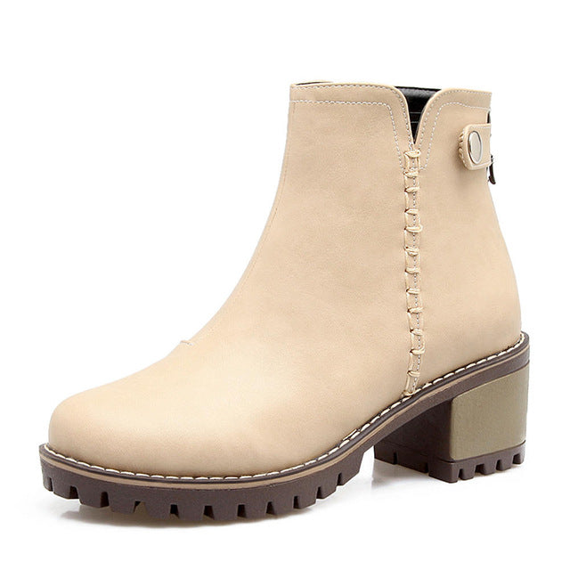 Zip Up Heels Ankle Winter Boots