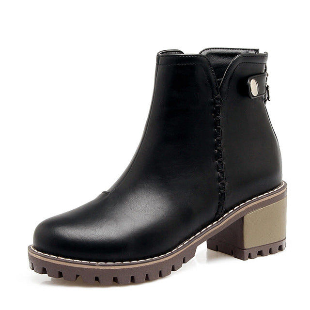Zip Up Heels Ankle Winter Boots