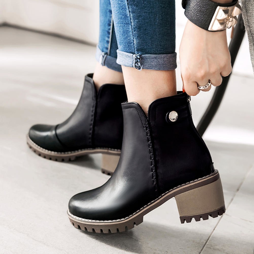 Zip Up Heels Ankle Winter Boots