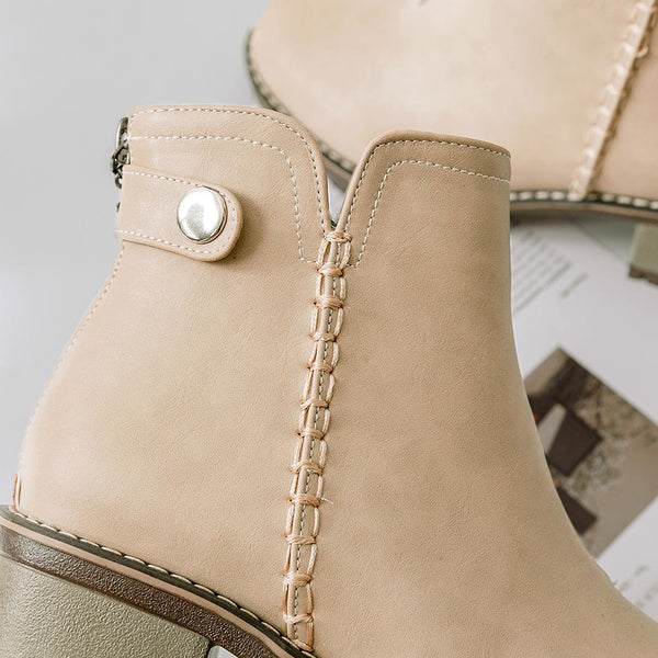 Zip Up Heels Ankle Winter Boots