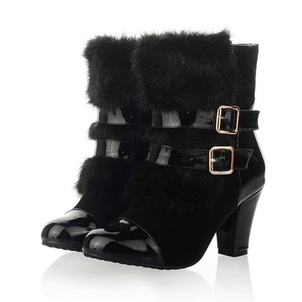 Keep warm plush high heels boots