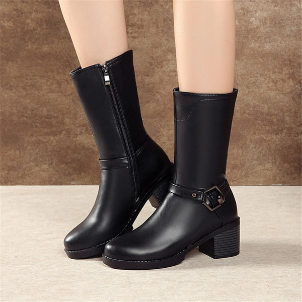 Square Heels mid-calf Boots