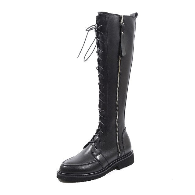 Cow Leather martin Woman Mid Calf Boots