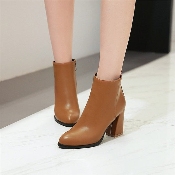 Hoof High Heels Ankle Boots