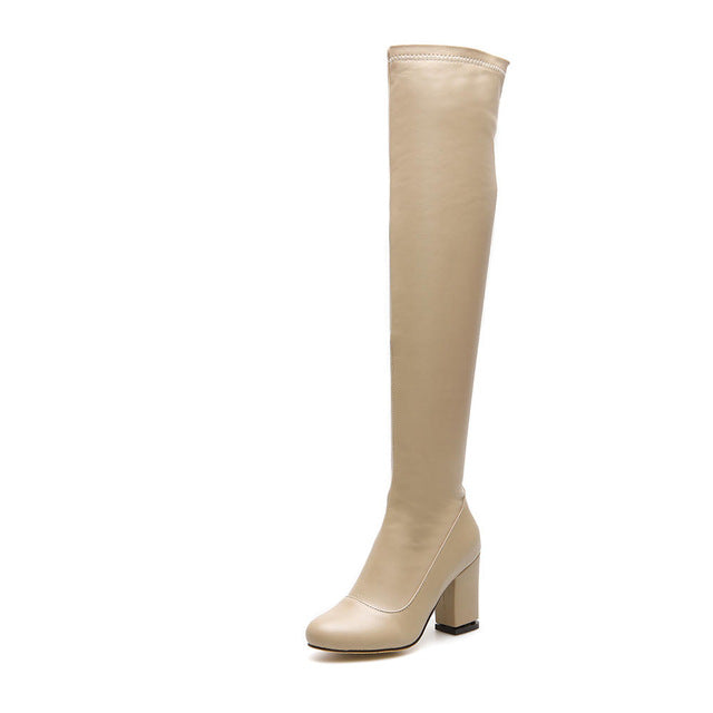 Square High Heels Over The Knee Boots