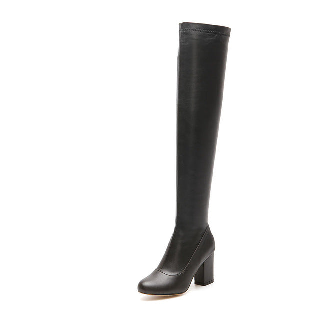 Square High Heels Over The Knee Boots