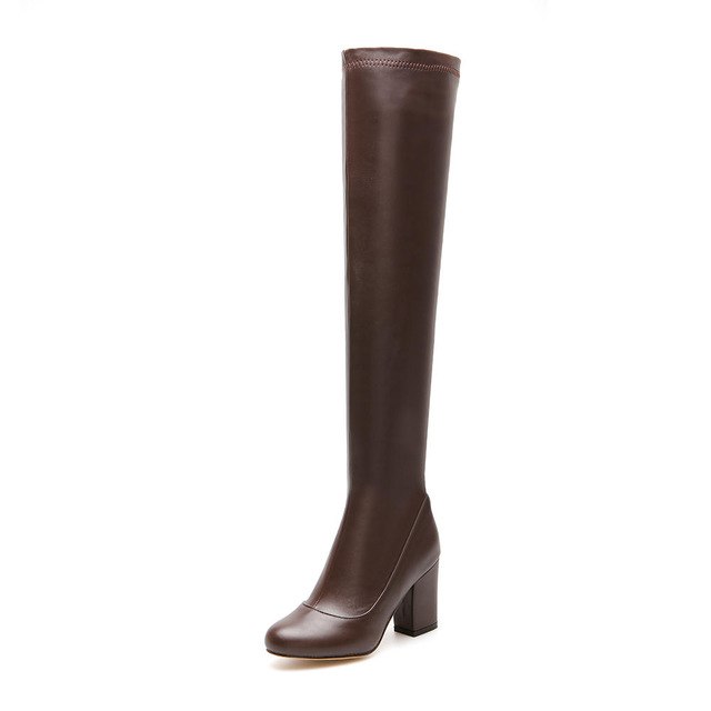 Square High Heels Over The Knee Boots