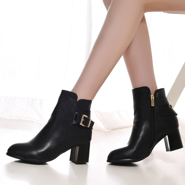 Western boots square heels zip up Ankle