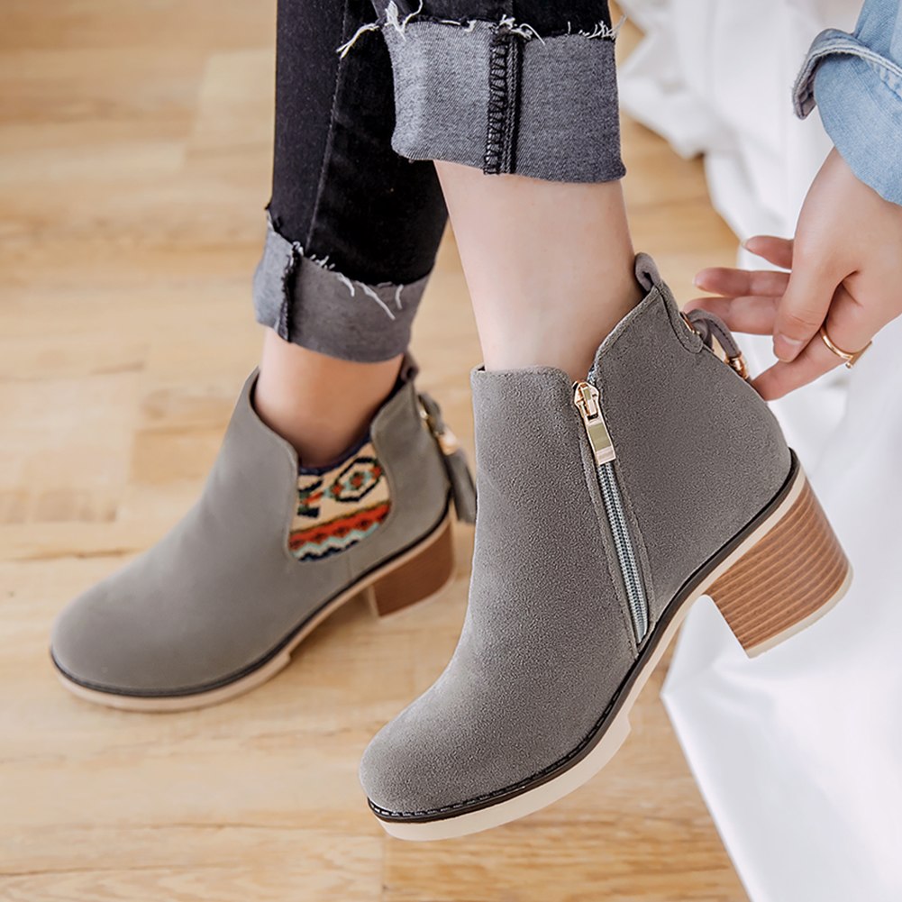 Fringe Heels Winte Western Fashion Ankle Boots