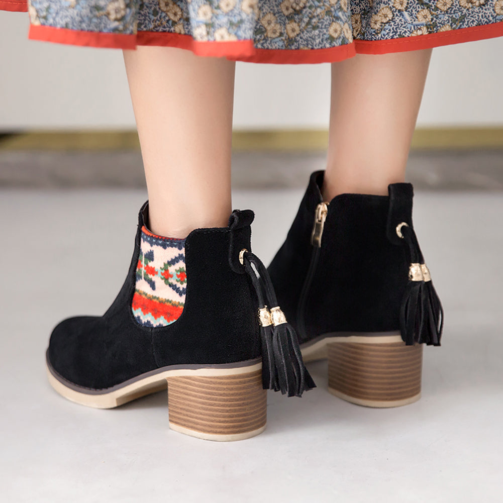 Fringe Heels Winte Western Fashion Ankle Boots