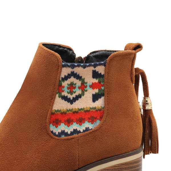 Fringe Heels Winte Western Fashion Ankle Boots