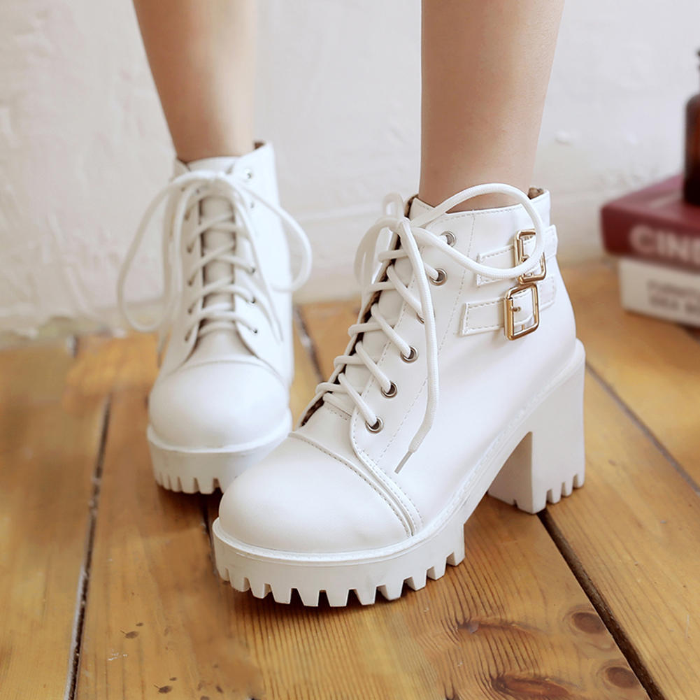 Cool boots square high heels ankle Boots