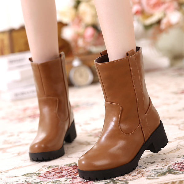 Vintage Boots Square Heels Winter