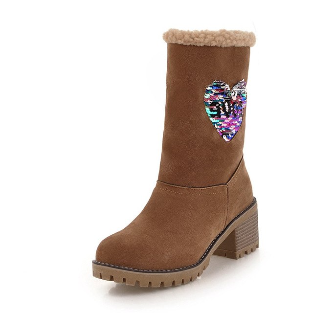Warm Plush For Cold Winter Snow mid-calf Leisure Boots