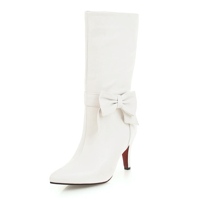 Thin High Heels Winter Mid Calf Boots