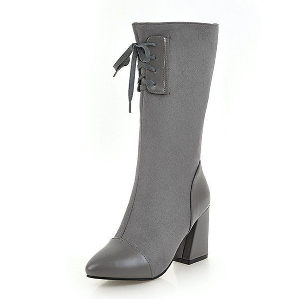 Zip Up Woman High Heels mid-calf Boots