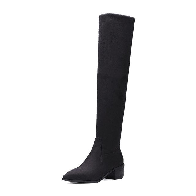 stretch cloth over the knee Boots Slip On