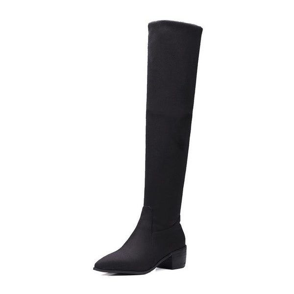 stretch cloth over the knee Boots Slip On