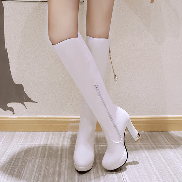 High Heels Zip Up party Knee High Boots