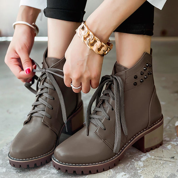 Square Heels Ankle Female Martin Boot
